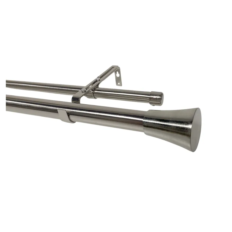 Kit double tringle extensible en métal de 2 à 3.70 m diam 16 à 28 mm Finition Nickel - MOBOIS Usine Directe
