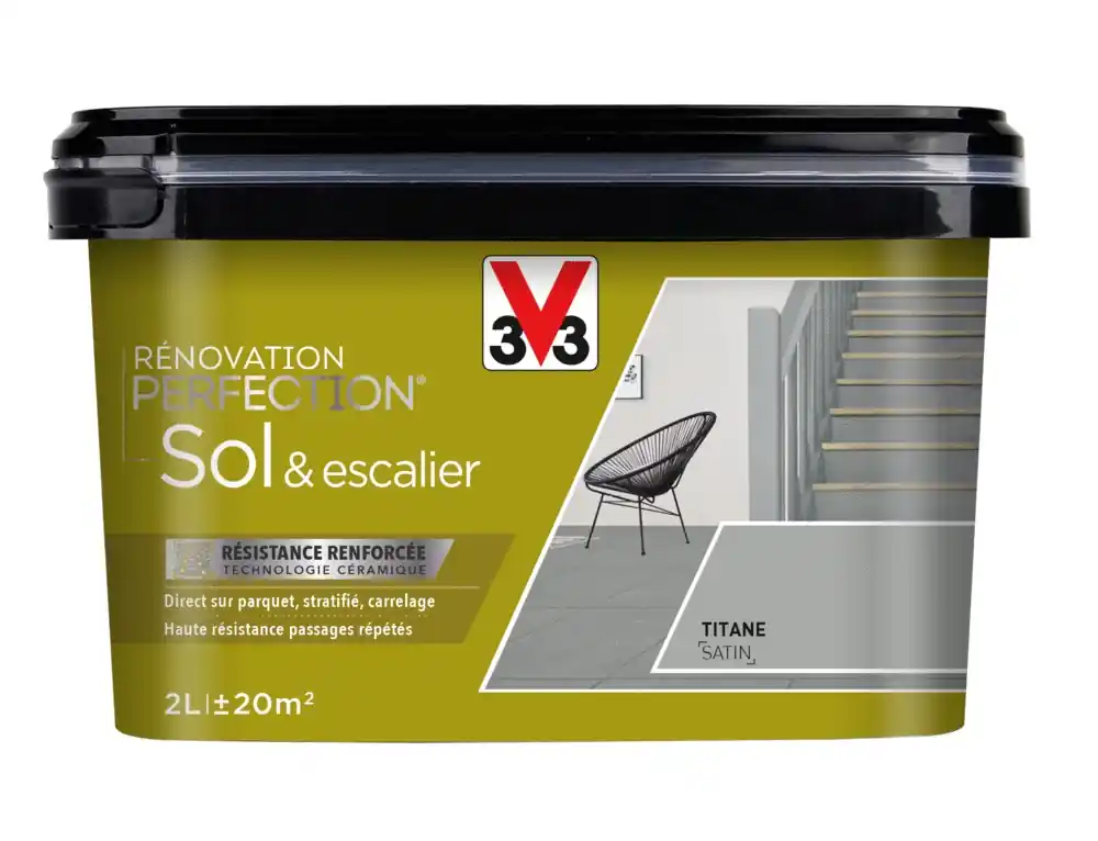 Peinture de rénovation sol et escalier finition satinée titane 2L V33 Prix Cassé