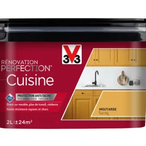 Achat Immédiat Peinture de rénovation pour cuisine moutarde finition satinée 2L - V33