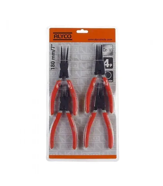 Set 4 Pinces Seeger Alyco Orange 180 Mm Blister Alyco 170584 Authentique