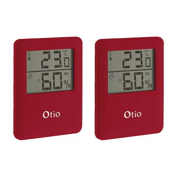 Lot de 2 thermomètres hygromètres magnétiques LCD - Bordeaux - Otio Offre Spéciale
