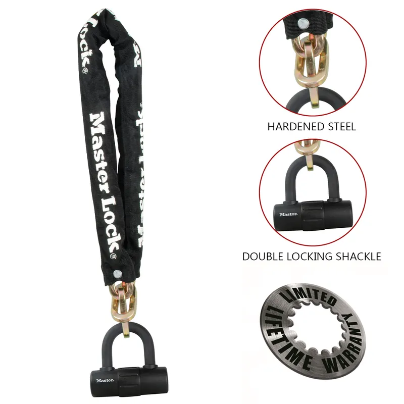 Dernière Chance Chaîne antivol gainée 90 cm avec cadenas U noir MASTER LOCK