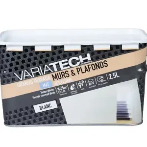 Peinture murs et plafonds - Variatech - Blanc - Mat 2.5L Offre Exclusive