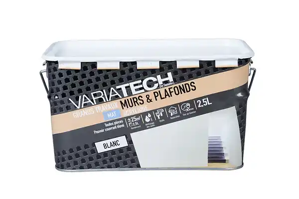 Peinture murs et plafonds - Variatech - Blanc - Mat 2.5L Offre Exclusive