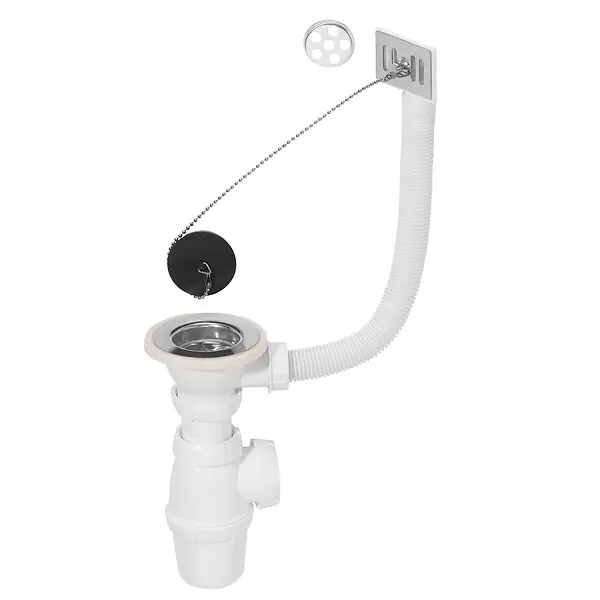 Ensemble évier 1bac siphon NF et bonde à bouchon avec TP WIRQUIN Marque