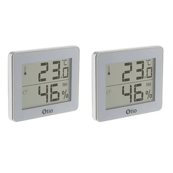 Bon Marché Lot de 2 thermomètres hygromètres Blanc - écran LCD - Otio