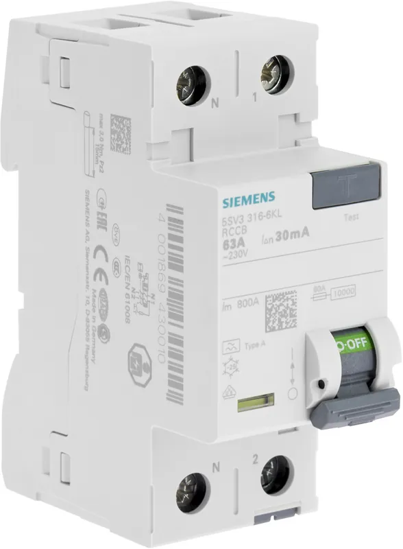 Interrupteur différentiel 63A 2 pôles 30mA type A SIEMENS Remise