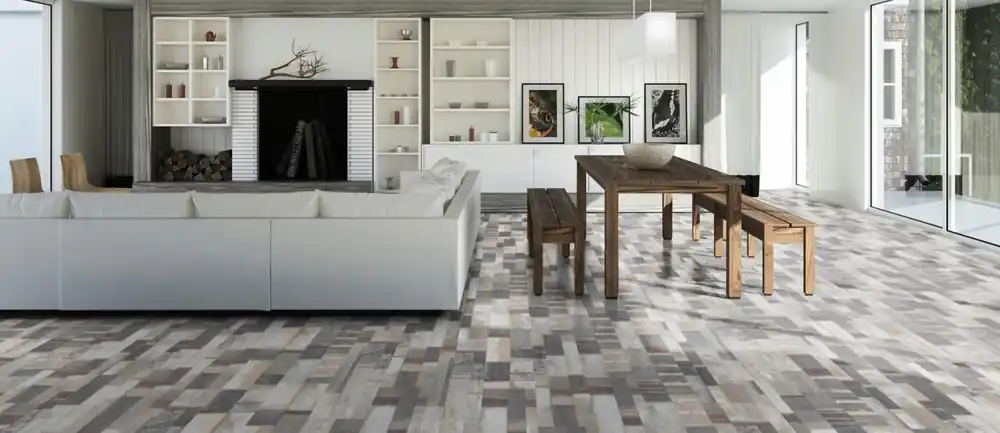 Sol stratifié décor gris/blanc, beige ART WORKS ép 7 mm 19,2 x 128,5 cm AC3 paquet de 2,470 m² AJ TIMBER Offre Exclusive