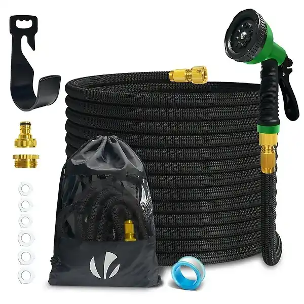 Tuyau d’Arrosage Extensible 15m Renforce avec Accessoires noir VOUNOT Certifié
