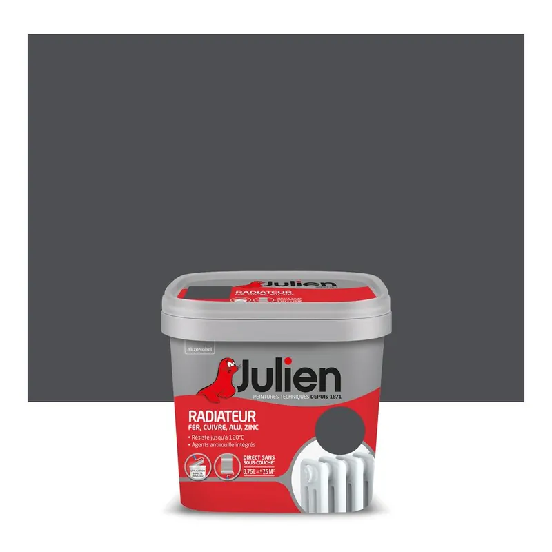 Prix Bas Peinture radiateur poivre satiné 750 ml JULIEN