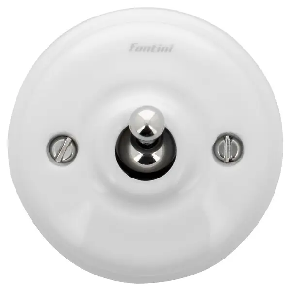 Dernier Modèle FONTINI Interrupteur va-et-vient Dimbler porcelaine blanche chrome brillant