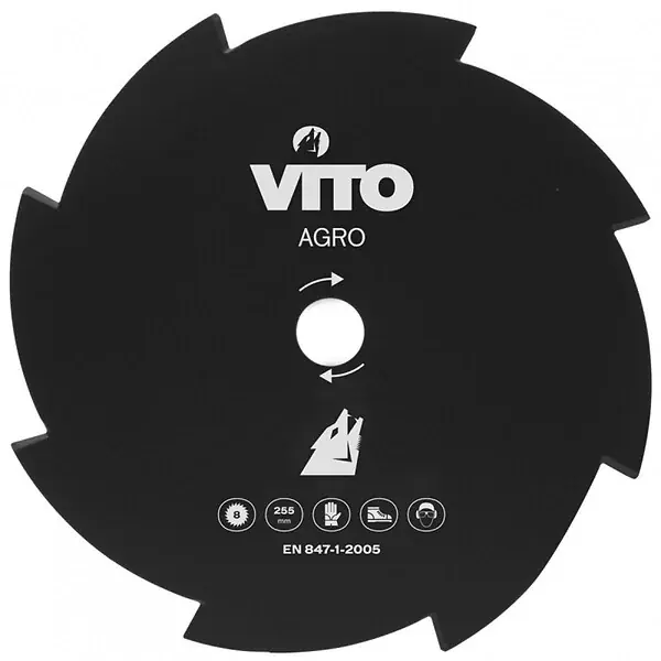 Marque Lame de Coupe pour Débroussailleuse 8 Dents Ø255mm Tungstène Alesage 25.4 VITO
