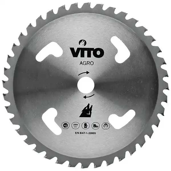 Lame de coupe pour débroussailleuse 40 dents Diam 255mm au Carbure Alesage 25.4 VITO Super Prix