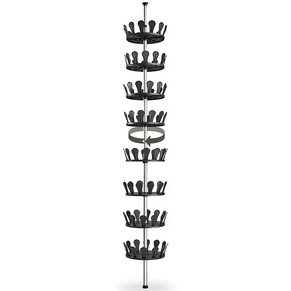 Populaire Carrousel à chaussures 26,5x100-300cm avec tige télescopique max. 48 paires noir TECTAKE