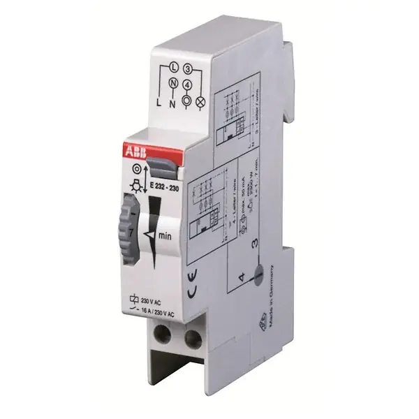 ABB Minuterie temporisée 16A 230V E232-230 compacte et fiable pour vos installations électriques. Réduction