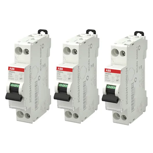 Prix Bas ABB Lot de 3 disjoncteurs Ph+N raccordement Vis 10A-4,5Ka - Courbe C