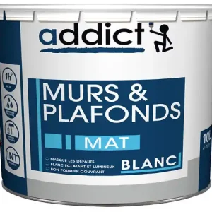 Commander Maintenant Peinture mur et plafond mat - Acrylique - Blanc - 10L ADDICT