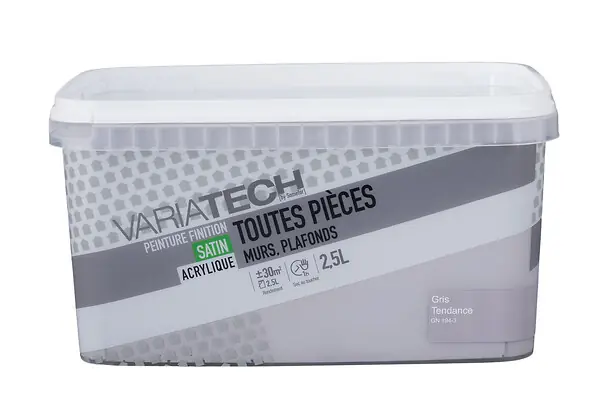 Peinture murale satin gris tendance - 2.5L VARIATECH Produit De Marque
