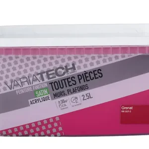 Peinture murale toutes pièces - satin - Grenat - 2,5L VARIATECH Offre Limitée
