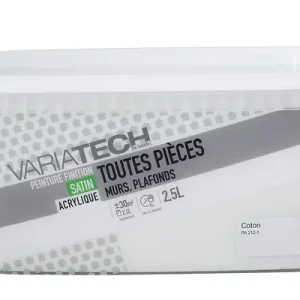 Peinture murale satinée - Gamme toutes pièces - Coton - 2,5L VARIATECH Nouvel Arrivage
