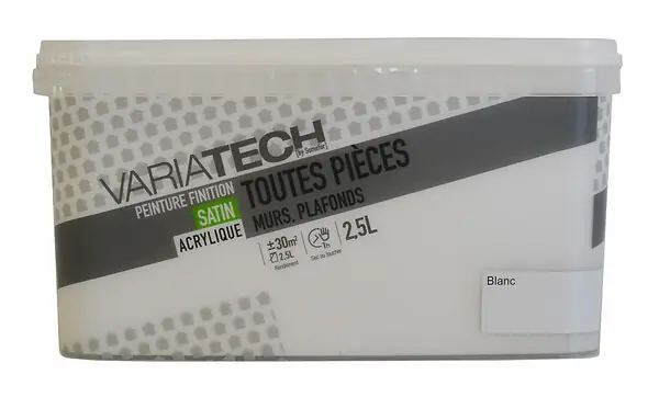 Peinture murale satin blanc - 2.5L VARIATECH Usine Directe