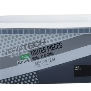 Peinture murale toutes pièces satin Noir 2.5L VARIATECH Seulement Aujourd'hui