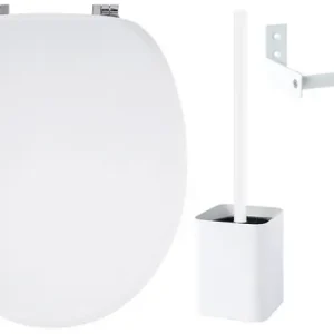 Jusqu'à Épuisement Des Stocks Coffret WC 3 pièces UNO - MDF et métal époxy - Blanc GELCO