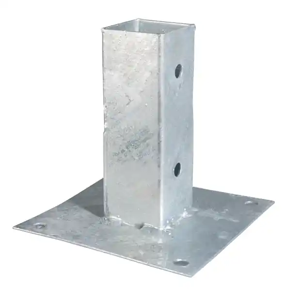 Meilleure Vente Embase poteau bois carré métal galvanisé - 91 x 91 x 150 mm - ALBERTS