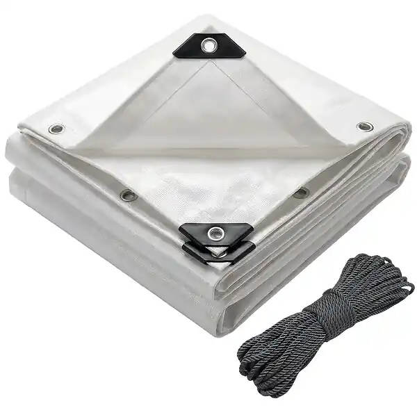 Prix Promo Bâche de Protection en Polyéthylène resistant et impermeable 180g/m² blanche 3x5m VOUNOT
