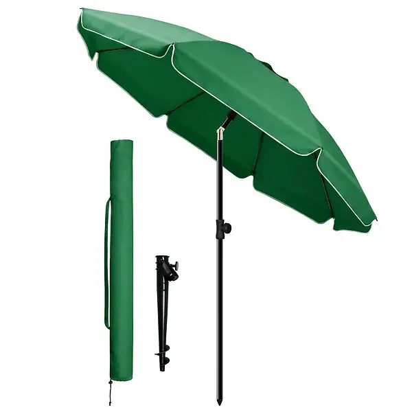 Parasol de jardin 2m avec ancrage sol et sac de transport Vert VOUNOT Super Prix