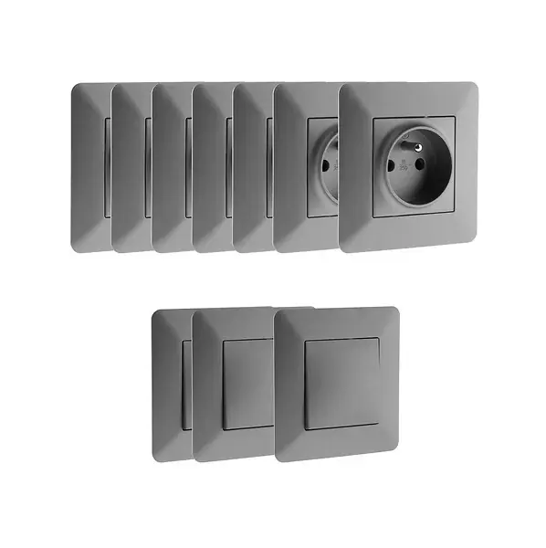 Populaire Lot de 7 prises monopostes + 3 interrupteurs va-et-vient - Zenitech