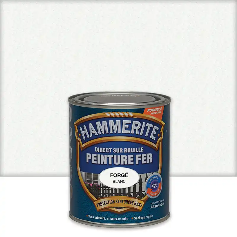 Commande En Gros Peinture fer extérieur direct sur rouille finition fer forgé blanc 750 ml HAMMERITE