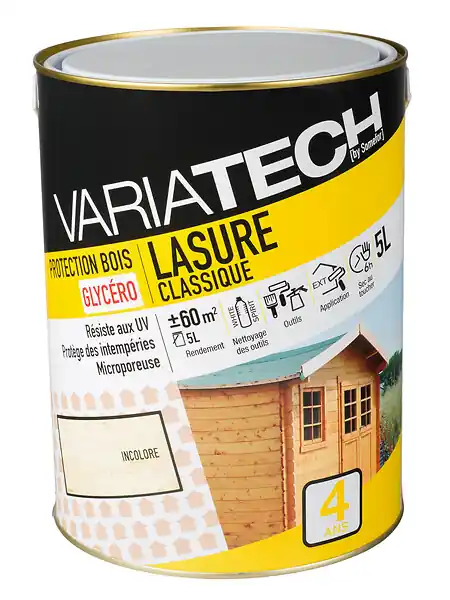 Vente Directe Lasure classique incolore - Protection bois extérieur - 5L VARIATECH