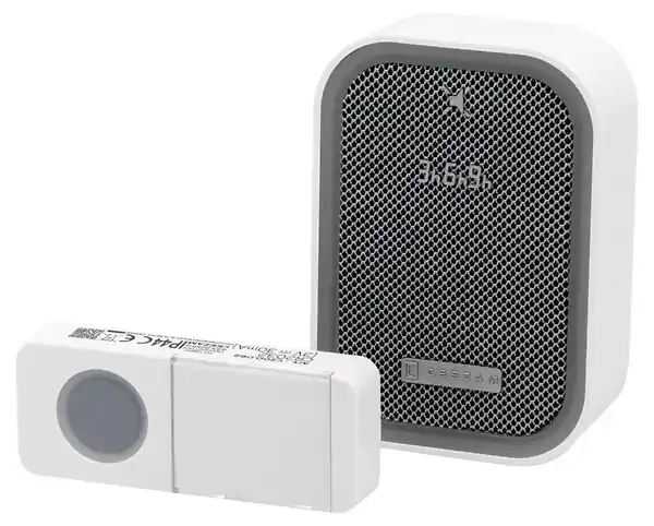 Livraison Express CEEZAM Carillon sans fil plug 18 mélodies, portée 200m, bouton étanche, mode silencieux 3 à 9h, blanc