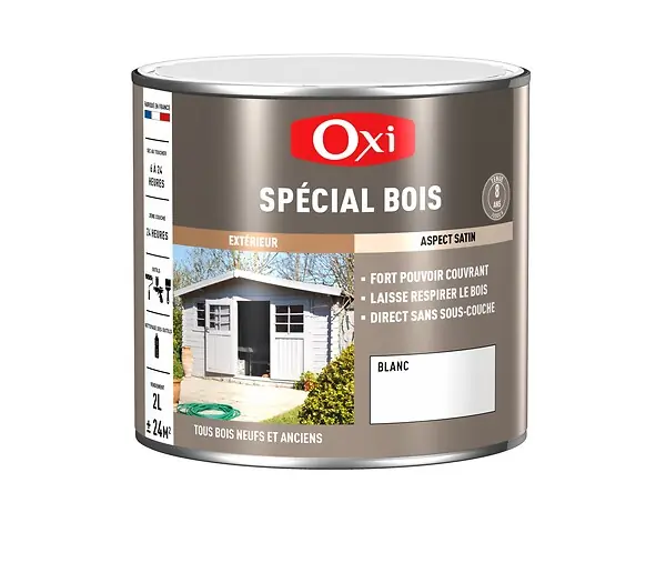 Peinture spécial bois blanc RAL 9010 - 2L OXI Commander Vite