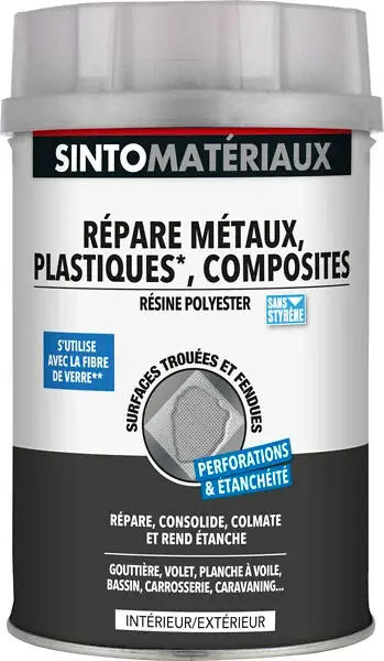 Résine polyester métaux - Bi-composant avec durcisseur - 1L SINTO Marque