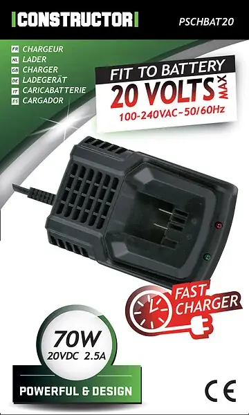 Chargeur rapide pour batterie 20V max Constructor Dernier Modèle
