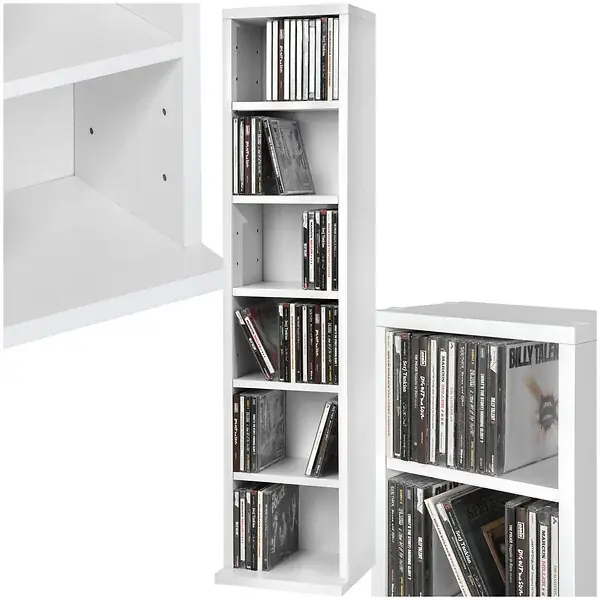 Étagère Colonne Meuble de Rangement 6 compartiments 90x21x20cm blanc TECTAKE Quantité Limitée