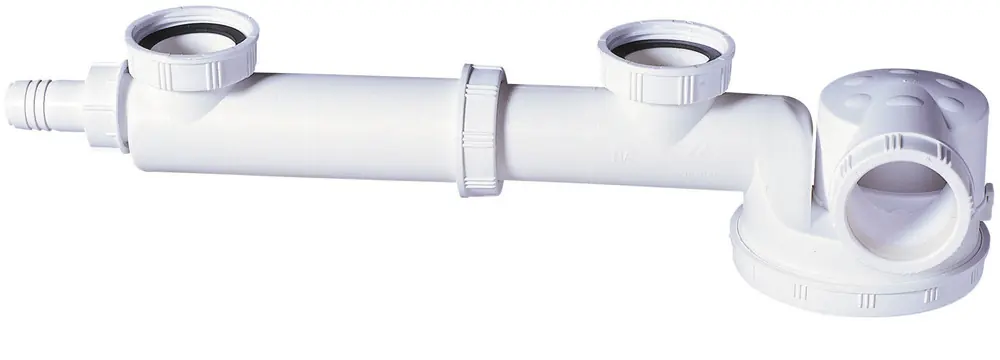Siphon extra-plat avec tubulure pour évier 2 bacs - WIRQUIN Top Vente