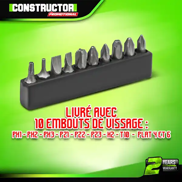 Must-Have Tournevis rechargeable 3.6V lithium 1.3Ah CONSTRUCTOR