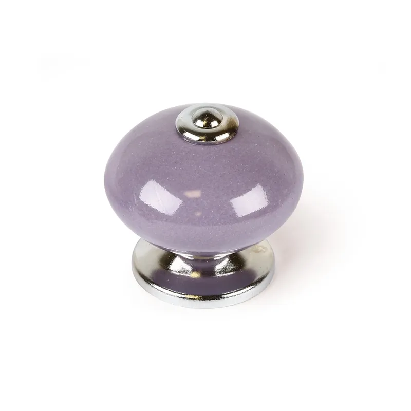 Usine Directe Bouton de meuble boule mauve porcelaine diamètre 40 mm REI