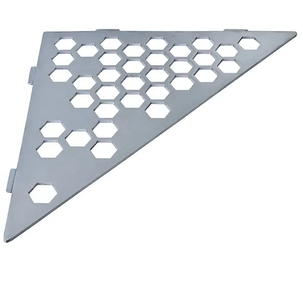 Prix Promo Etagère de douche en acier inox 20,4 x 20,4 cm x 2 mm - Triangulaire design Hexagone - fixation sans perçage U-TILE
