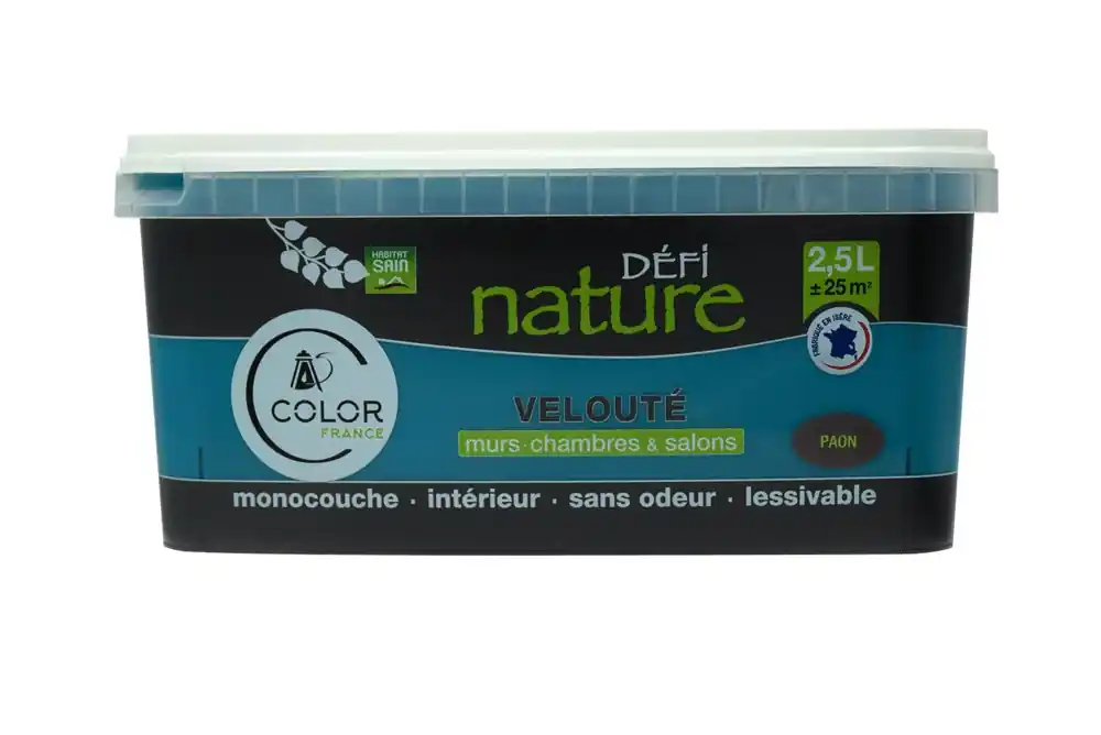 Peinture naturelle murale Paon velours 2,5 l - DEFI NATURE Réduction