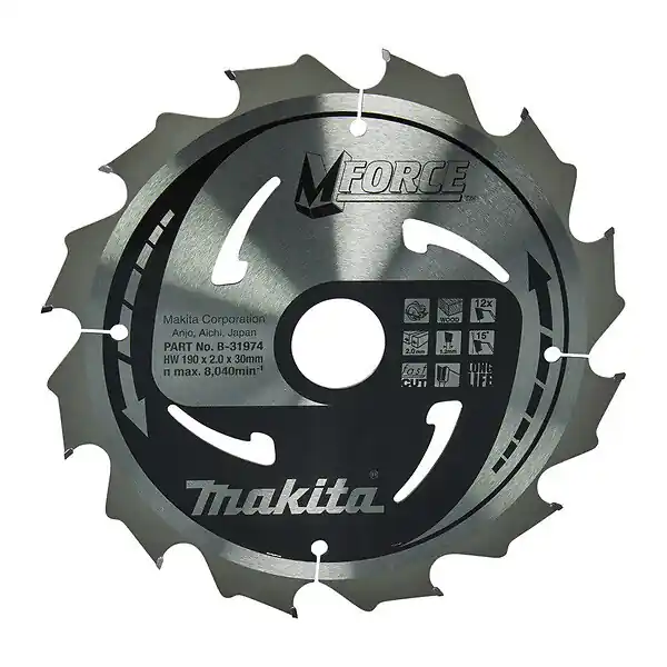 Nouvel Arrivage Lame de scie circulaire, MAKITA B-31974 M-Force T.C.T, 190 x 30 mm, 12 dents