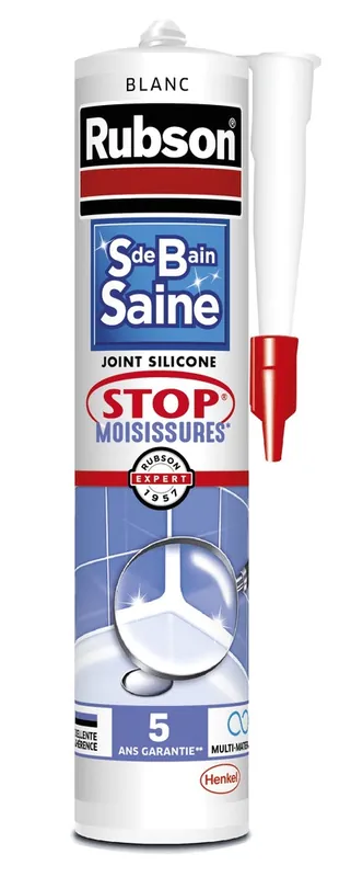 Prix Choc Mastic Silicone Salle de Bain Saine Stop Moisissures Blanc 280 ml RUBSON