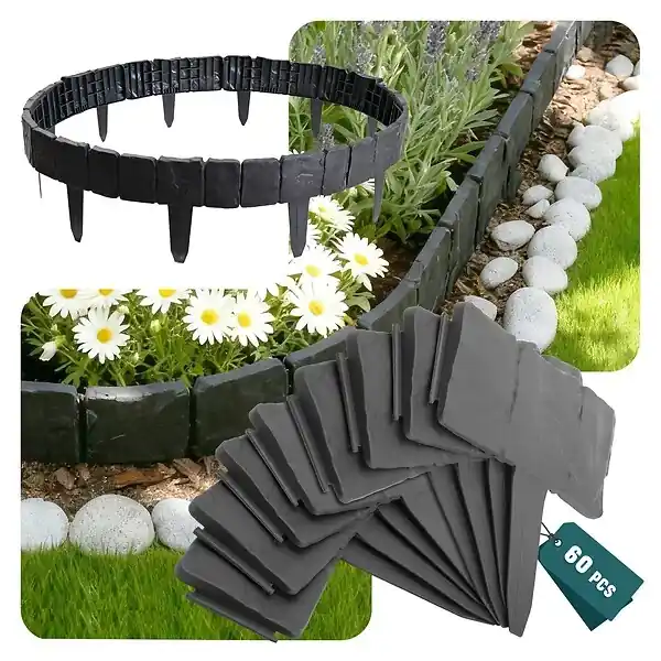 Top Vente Bordure de jardin plastique PP imitation pierre 15m VOUNOT