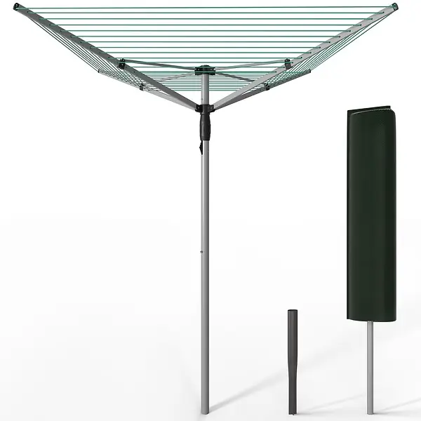 Etendoir a Linge Exterieur Rotatif avec housse de protection et Surface etendage 50m Argent Vert VOUNOT Bon Marché