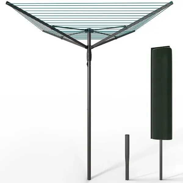 Etendoir a Linge Exterieur Rotatif avec housse de protection et Surface etendage 50m Gris VOUNOT Bon Marché