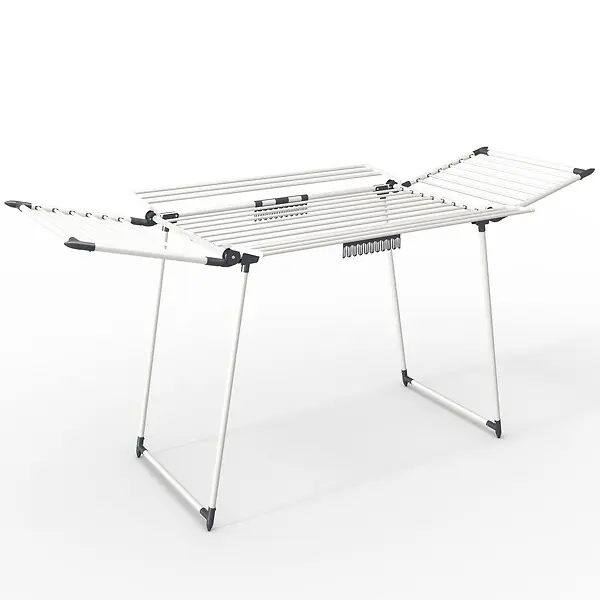 Marque Sechoir a linge etendoir sur pied avec ailes hautes 175x92x106cm Blanc VOUNOT