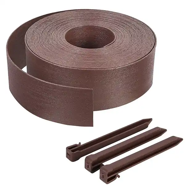 Commande En Gros Bordure de jardin PE flexible 20M x 8 CM avec piquets marron VOUNOT